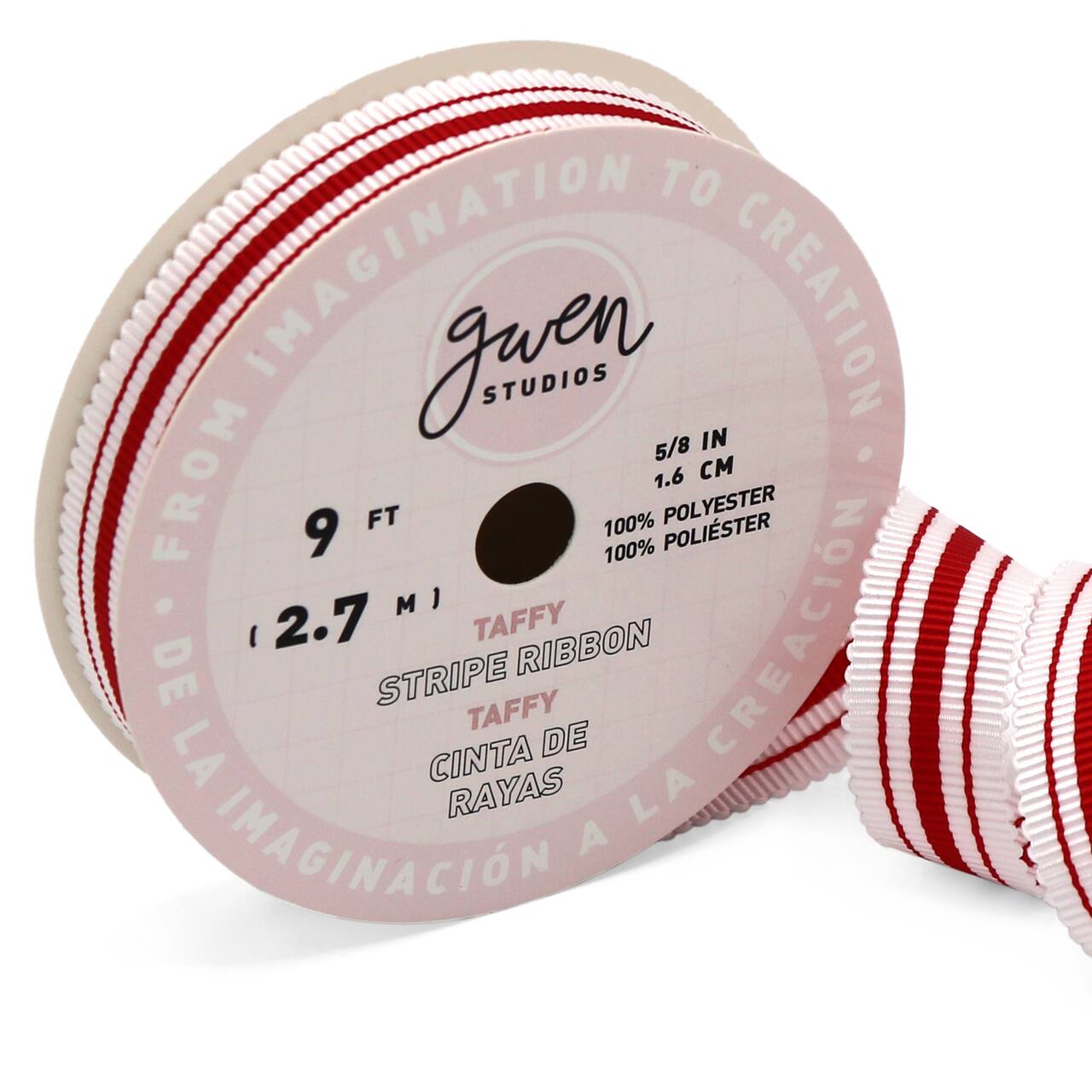 Gwen Studios 5/8" x 3yd. White & Red Stripe Grosgrain Ribbon